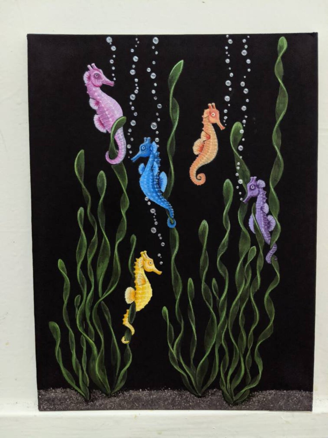Wall Art Seahorses Under the Sea Acrylic Painting on Canvas Etsy