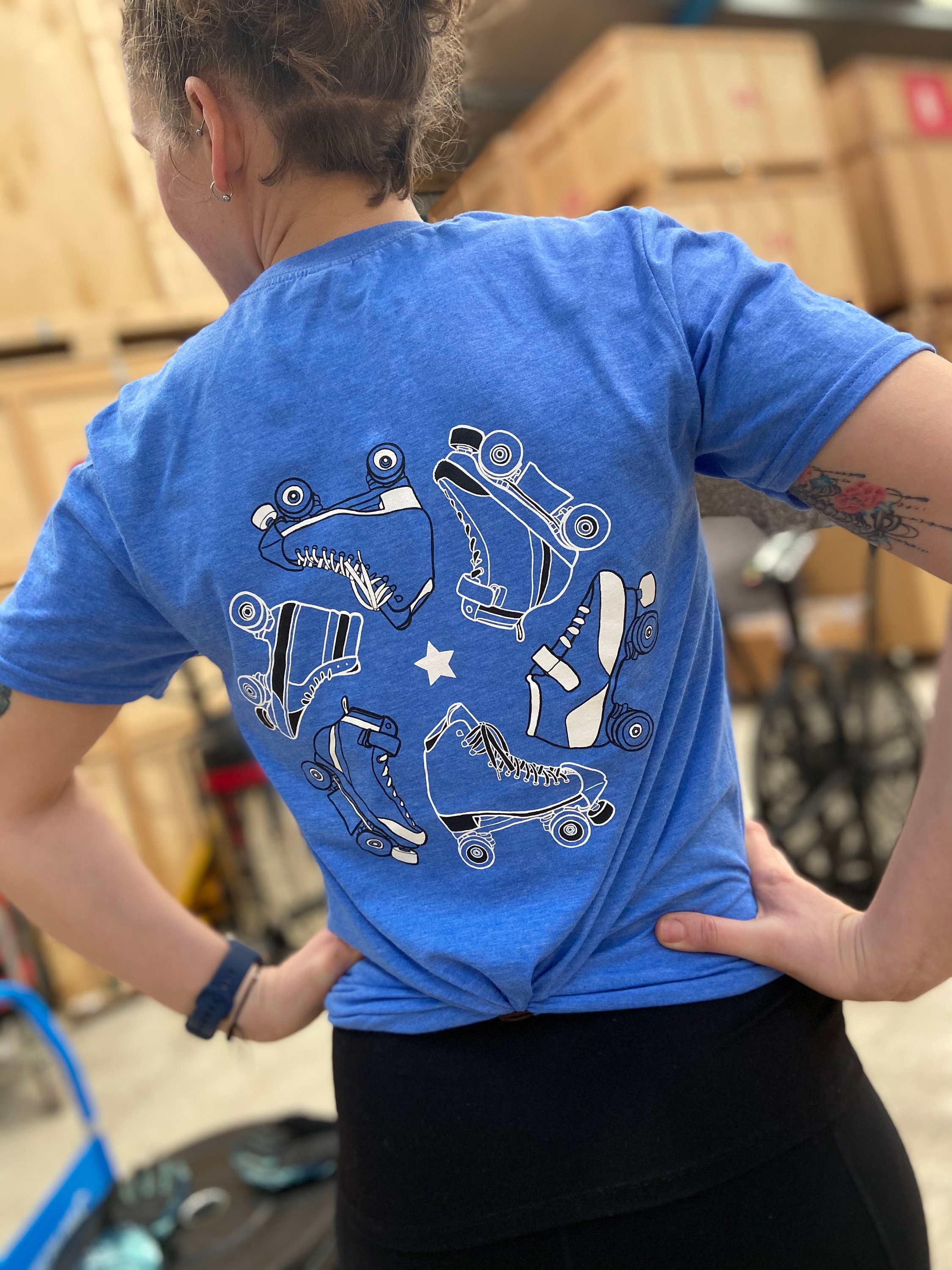 Skate Spiral Unisex TShirt Blue Roller Derby TShirt Roller Etsy