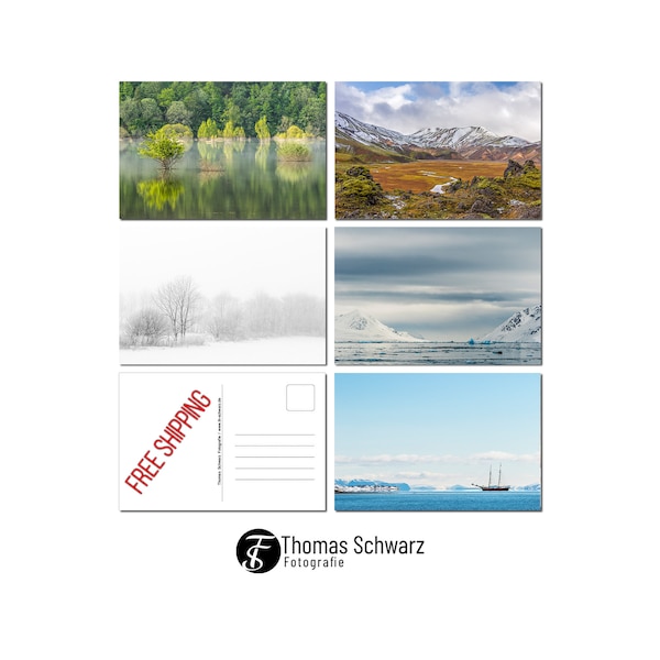 Postkartenset, fünf Landschaftsmotive, fünf Fotopostkarten, digital Fotografie, postcard, photography, ThomasSchwarzFoto