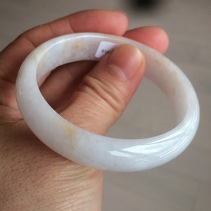 48mm Type A 100% Natural sunny green/purple/yellow oval Jadeite Jade bangle W82-7916