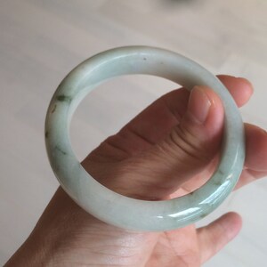 54.7mm certified 100% natural type A light green/white/brown jadeite jade bangle X116-7753