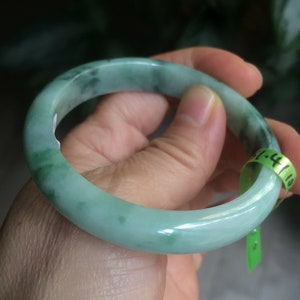 50.4mm certified Type A 100% Natural green tea Jadeite Jade bangle Y82-9451 .