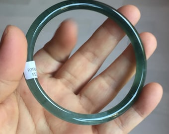 59.2mm Certified Type A 100% Natural icy watery spring-water green/blue/gray Guatemala slim round cut Jadeite bangle PA99-5535