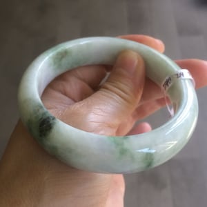 Sale! 57.4 mm Certified Type A 100% Natural green/purple/yellow(福禄寿) Jadeite Jade bangle Q92-2410 .