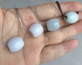 12-14mm Type A 100% Natural white/light green/purple Jadeite Jade LuluTong (Every road is smooth) pendant S68