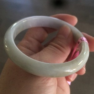 53.3mm 100% natural Type light yellow/green/purple/white jadeite jade bangle L70 .