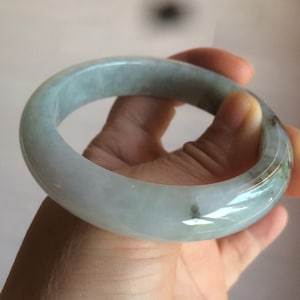 55 mm Certified type A 100% Natural green/purple/black Jadeite bangle AT97-7557