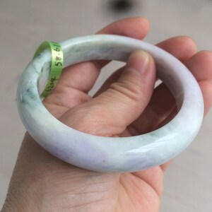 58.6mm certified type A 100% Natural green/white/purple Jadeite Jade bangle Z96-6204