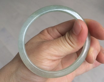 54mm certified 100% natural Type A icy watery. l hight green oval jadeite jade bangle AH68-5000