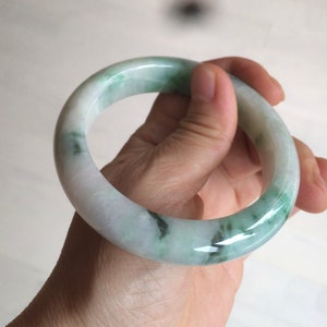 57,5 mm zertifiziert 100% natürlich Typ A sonnig grün / lila Jadeit Jade Armreif AY50-4124