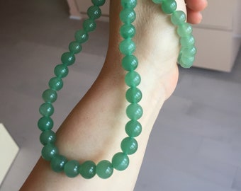 8-8.4mm Certified 100% natural green Quartzite (DuLong jade) Bracelet Necklace set CB19 Not jadeite jade! Please read the whole description