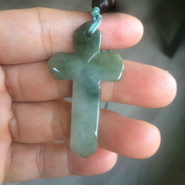 100% Natural type A yellow/white/gray/dark green  jadeite Jade Hand-held cross or cross pendant necklace AF47