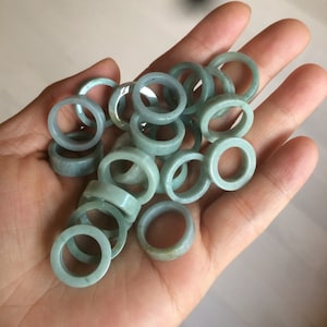 100% natural type A green/blue/gray jadeite jade ring shape beads AY23 (Add-on item.)