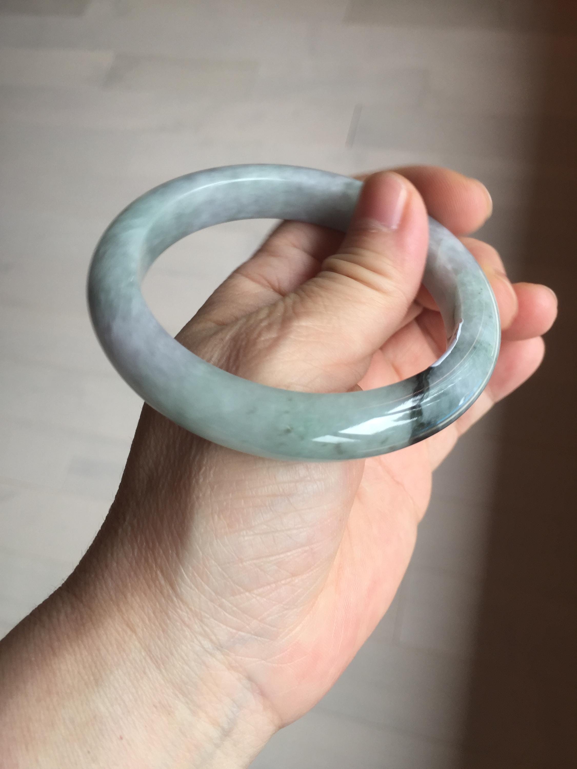 59 mm 認定タイプ A 100%天然グリーングレーパープルジェダイト翡翠