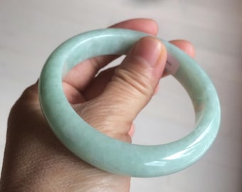 自社製造 認定天然グレードA翡翠バングル 夢のようなホワイト（57.1 mm