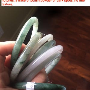 Sale! Certified type A 100% Natural green/white Jadeite bangle(different size with defects) group 2