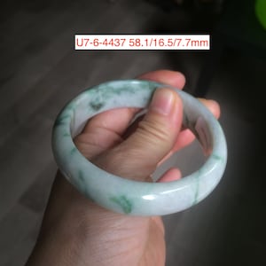52-58 mm zertifizierte Typ A 100% natürliche dunkelgrüne / weiß / lila Jadeit Jade Armreif Gruppe U7