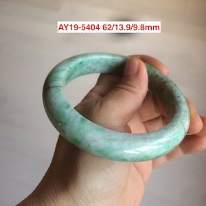 54-62mm certified Type A 100% Natural light green white Jadeite Jade bangle GL7