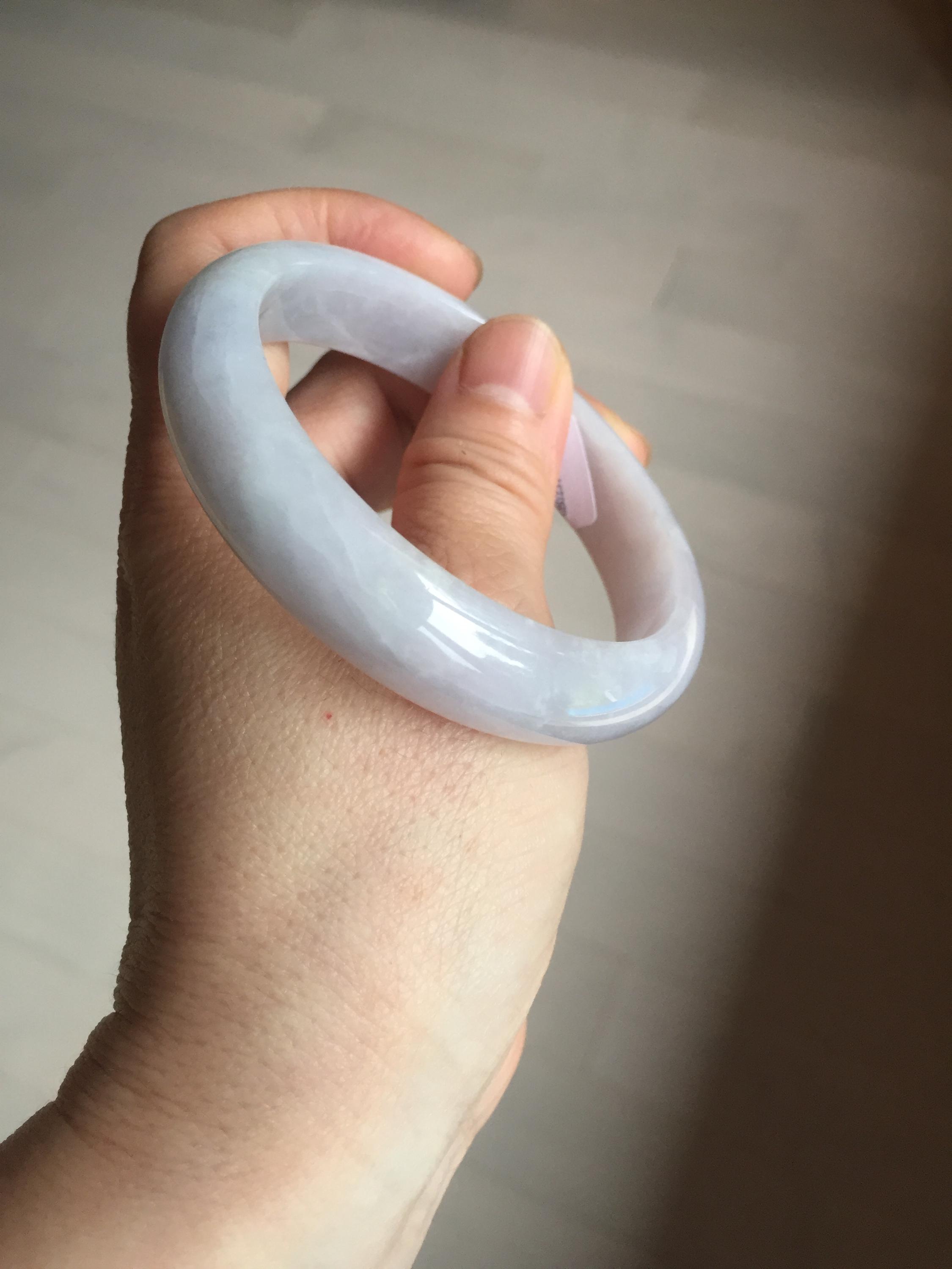 57 mm 認定 100% 天然タイプ A 紫/白翡翠バングル E81-0823