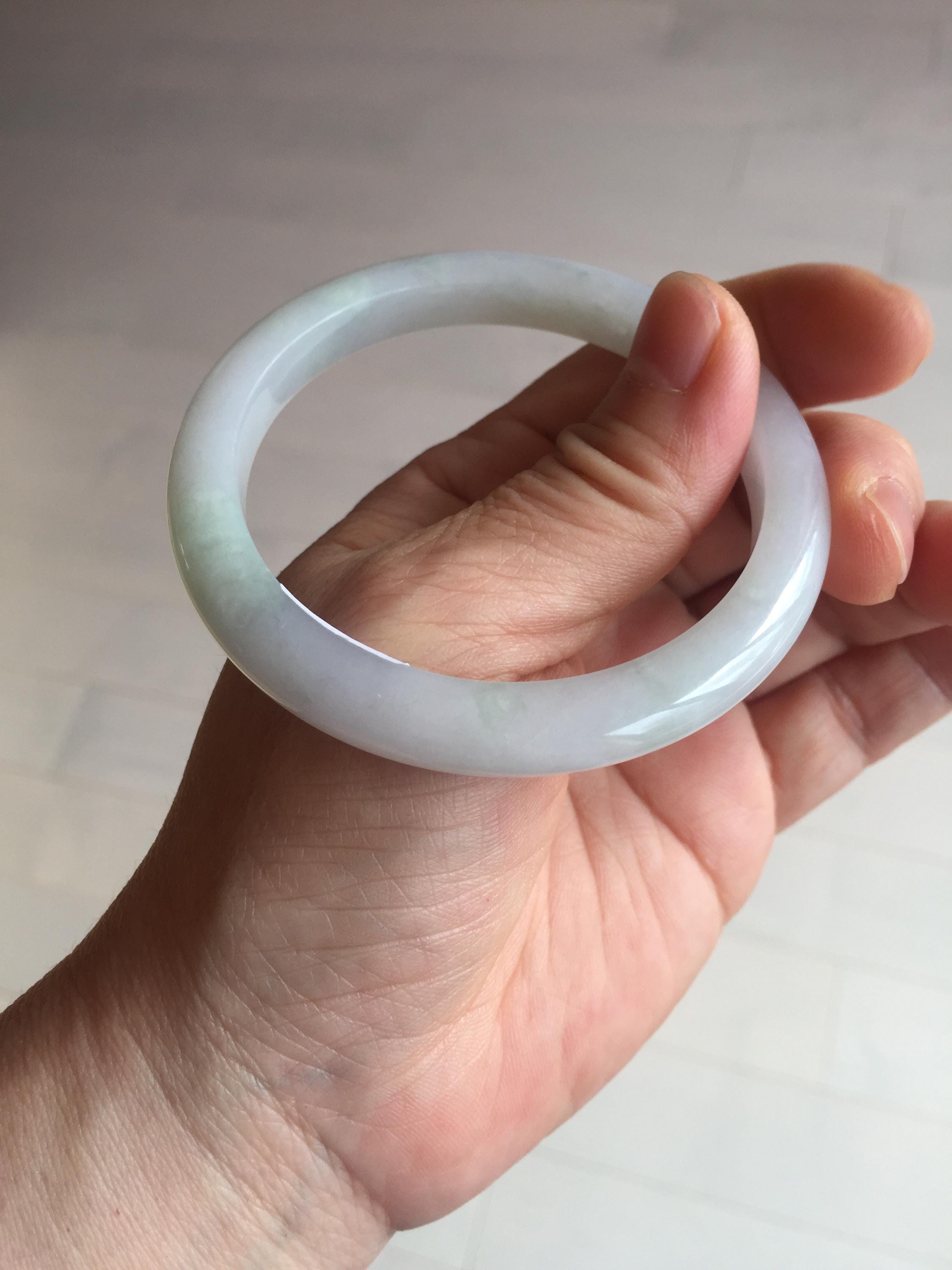 54.6 mm 認定 100% 天然タイプ A 白/緑/紫翡翠バングル AM33-0255 