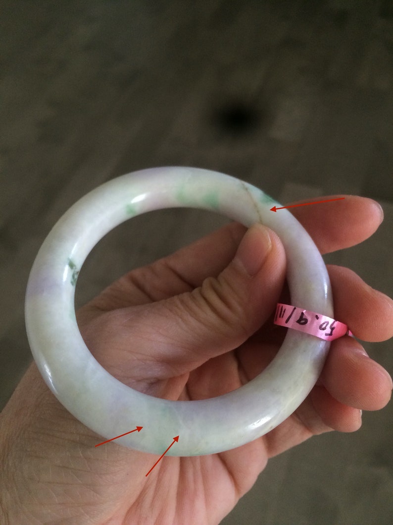 50.9mm 100/% natural certified sunny greenpurple jadeite jade bangle B28-2539