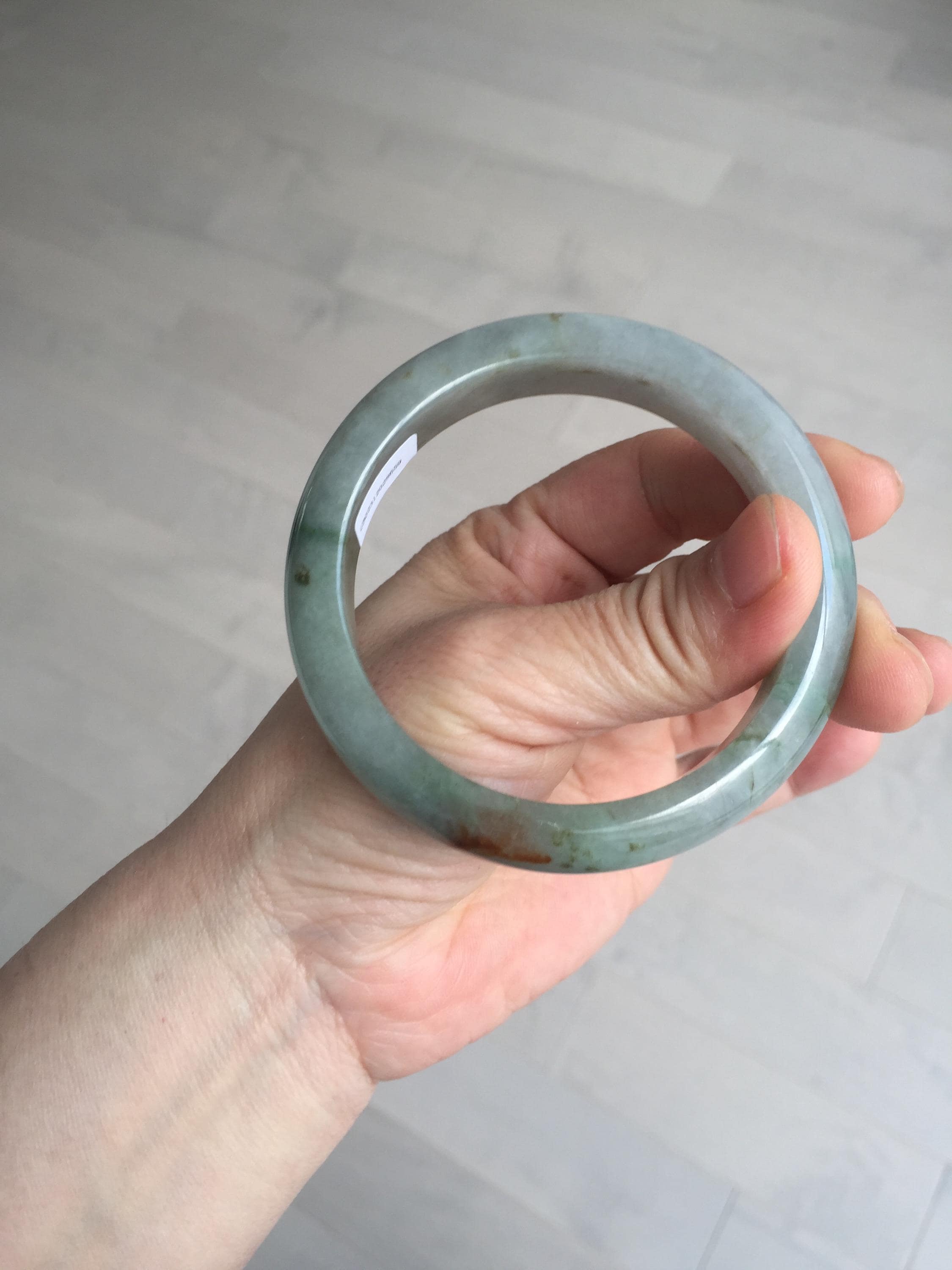 56.2 mm 認定タイプ A 100%天然緑/赤/灰色/紫（FU LU SHOU）翡翠