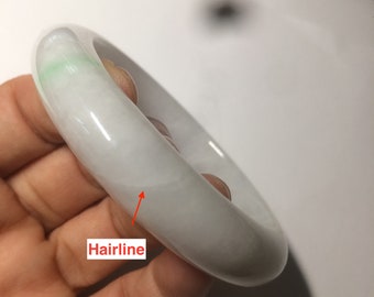 57 mm 認定タイプ A 100% 天然サニーグリーン/ホワイト ジェダイト