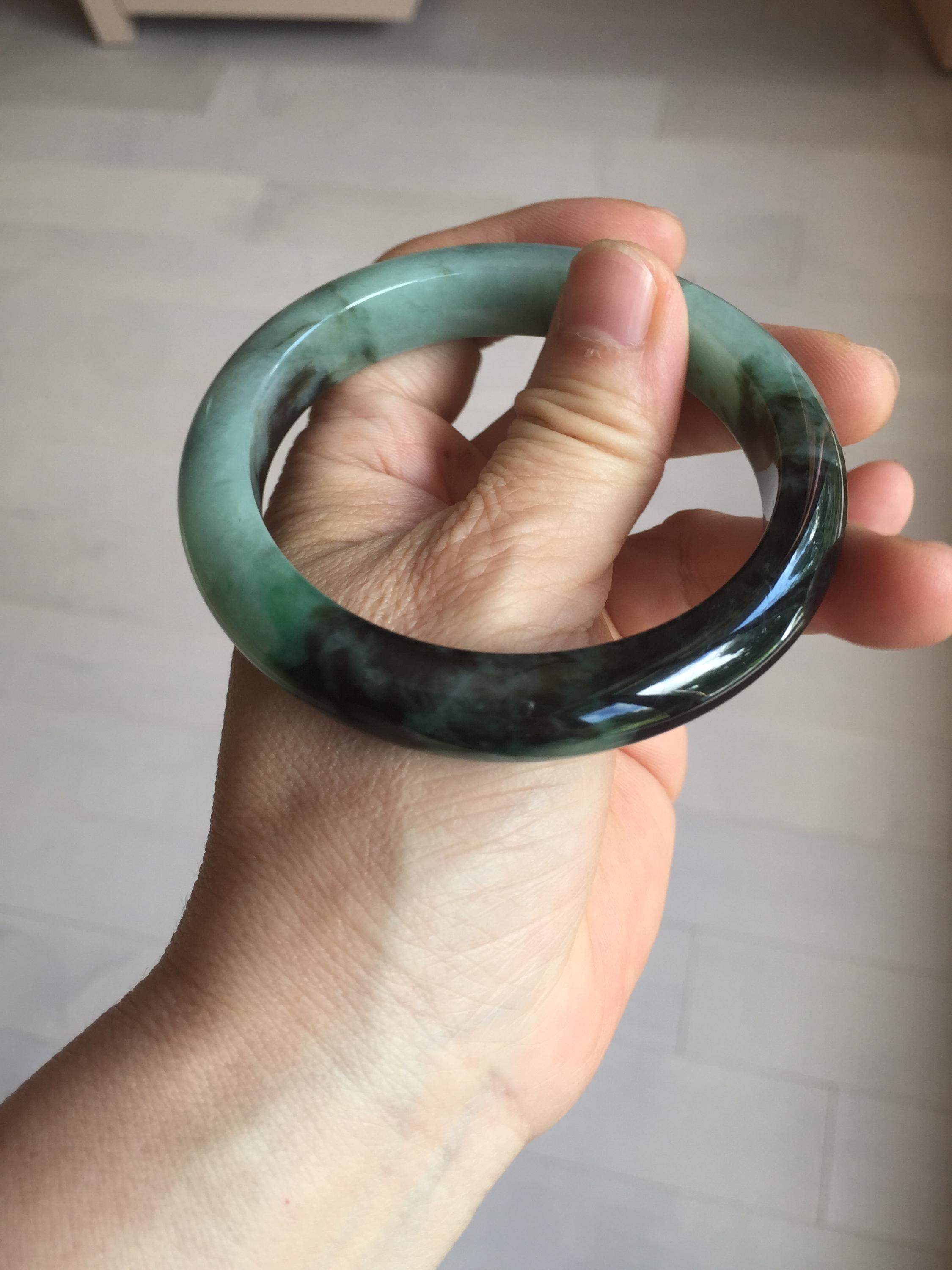 58.5 mm 認定タイプ A 100% 天然 晴れた緑 濃い緑 薄緑 (半山半水