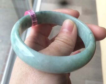 54.9 mm type A 100% Natural green Jadeite Jade bangle B49