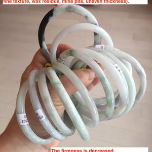 Type A 100% Natural dark green/white/black/purple Jadeite Jade bangle (with big defects) group 4