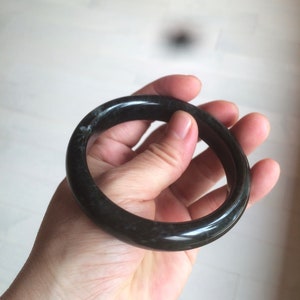 59mm 100% natural black Dushan Jade(独山玉) bangle + core set XY68-2000