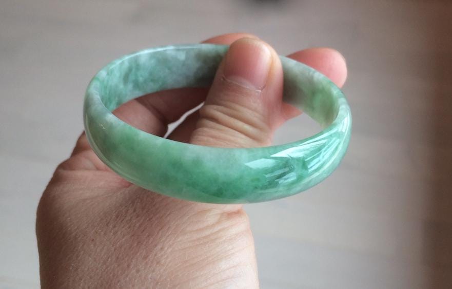 51.7 mm 認定 100% 天然タイプ A サニーグリーン/グレー ジェダイト