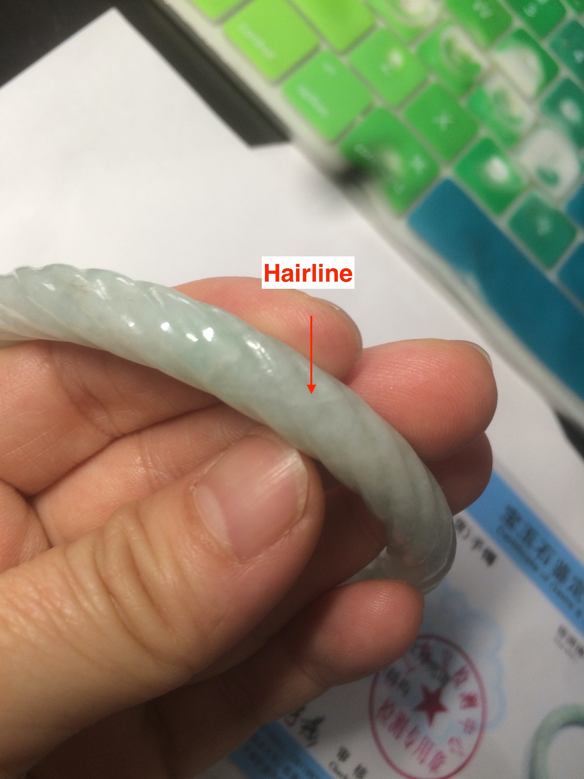 56.4 mm 認定 100% 天然タイプ A ヴィンテージツイストスタイル 翡翠