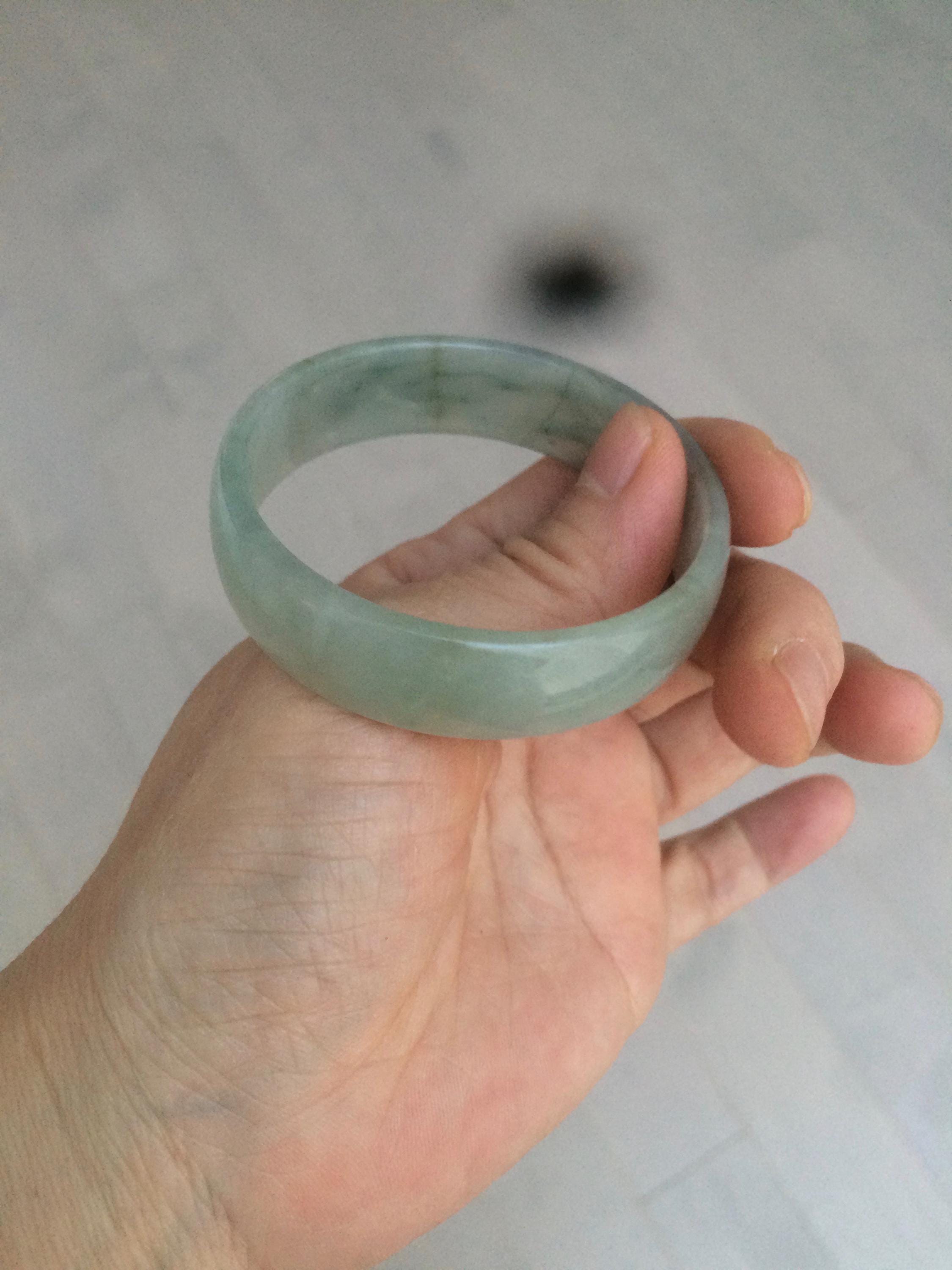 49mm 認定タイプA 100%天然 氷のように澄んだ水のような淡い緑/灰色 
