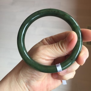 60.4mm certified 100% Natural dark green/black nephrite Jade(碧玉) bangle HN11-1576
