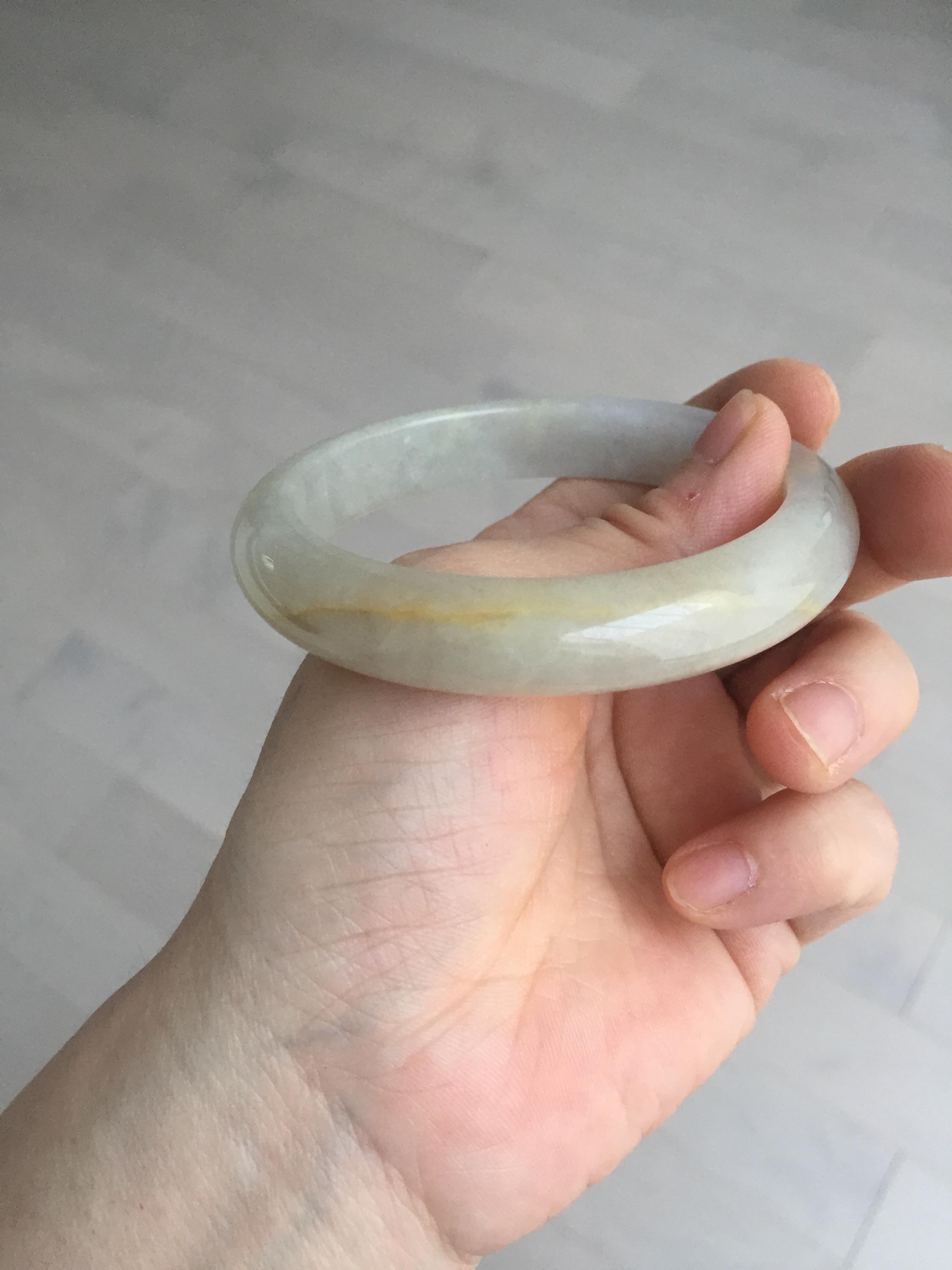 57.5 mm 認定タイプ A 100%天然の氷のような水のような黄色紫色の翡翠