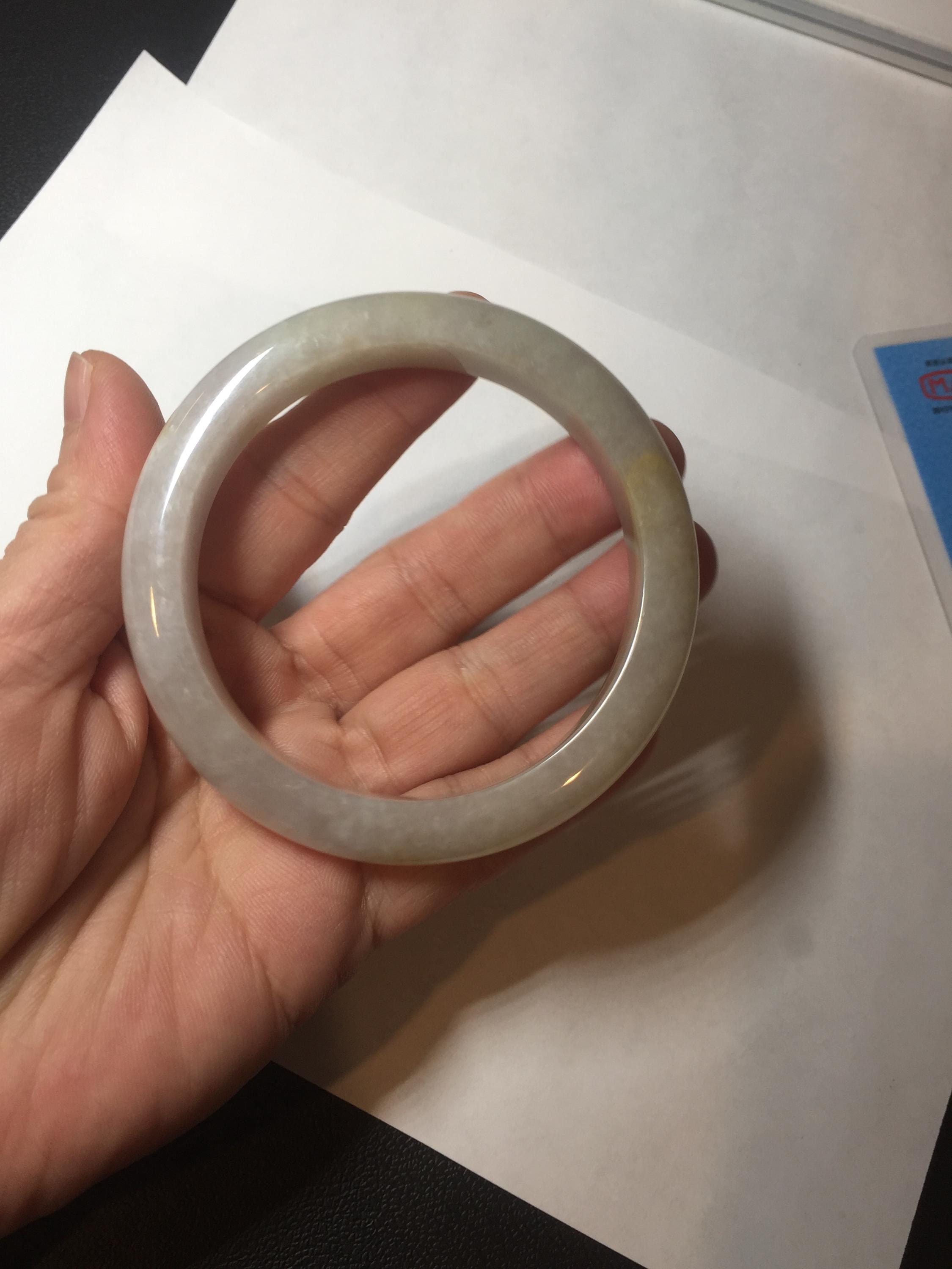 57.5 mm 認定タイプ A 100%天然の氷のような水のような黄色紫色の翡翠