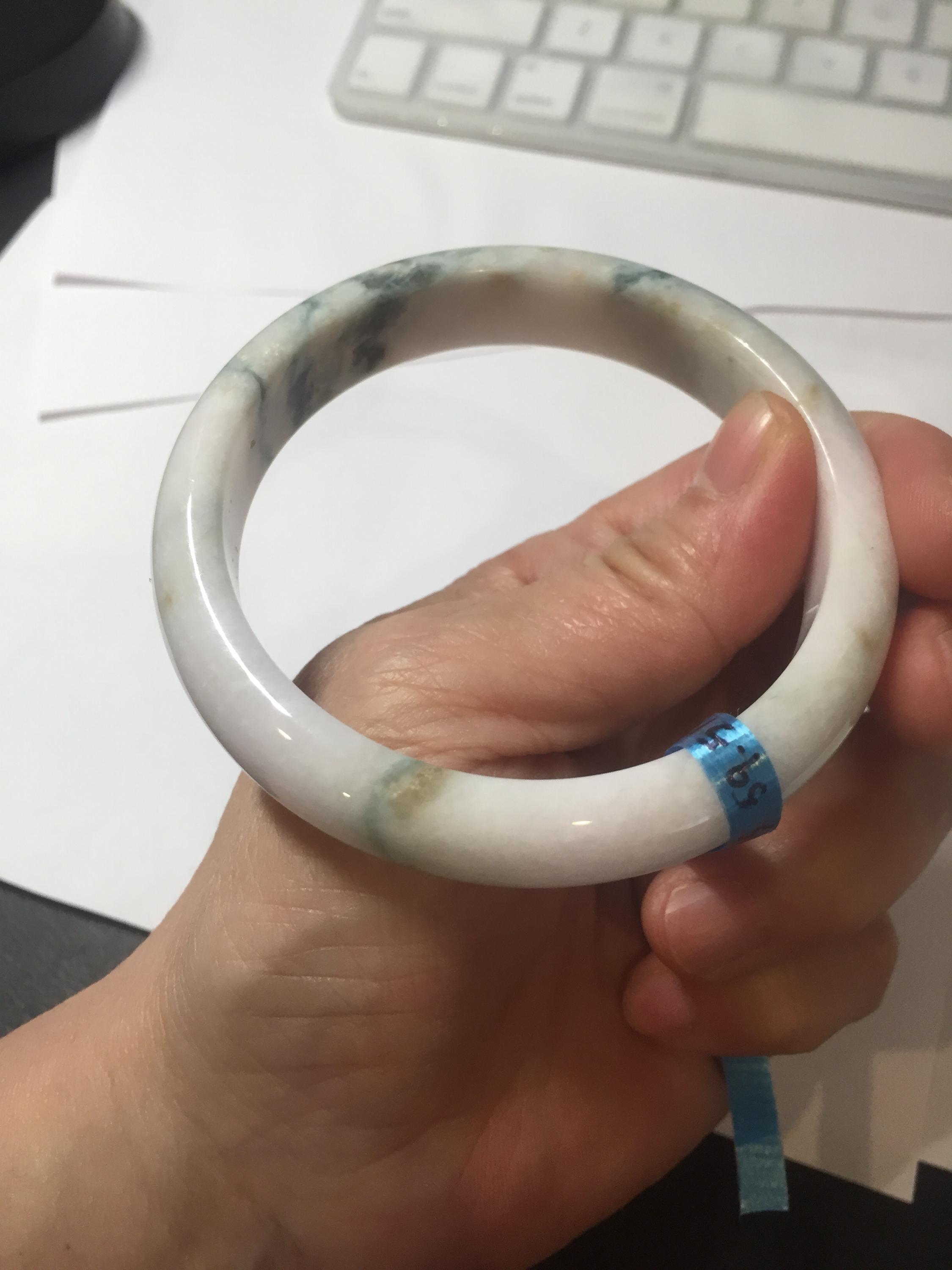 59.4 mm 認定100%天然タイプAフレッシュグリーンホワイトジェダイト