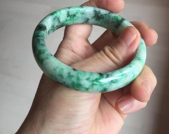 56 mm 100%天然タイプA サニーグリーン ジェダイト 翡翠 バングル BM97
