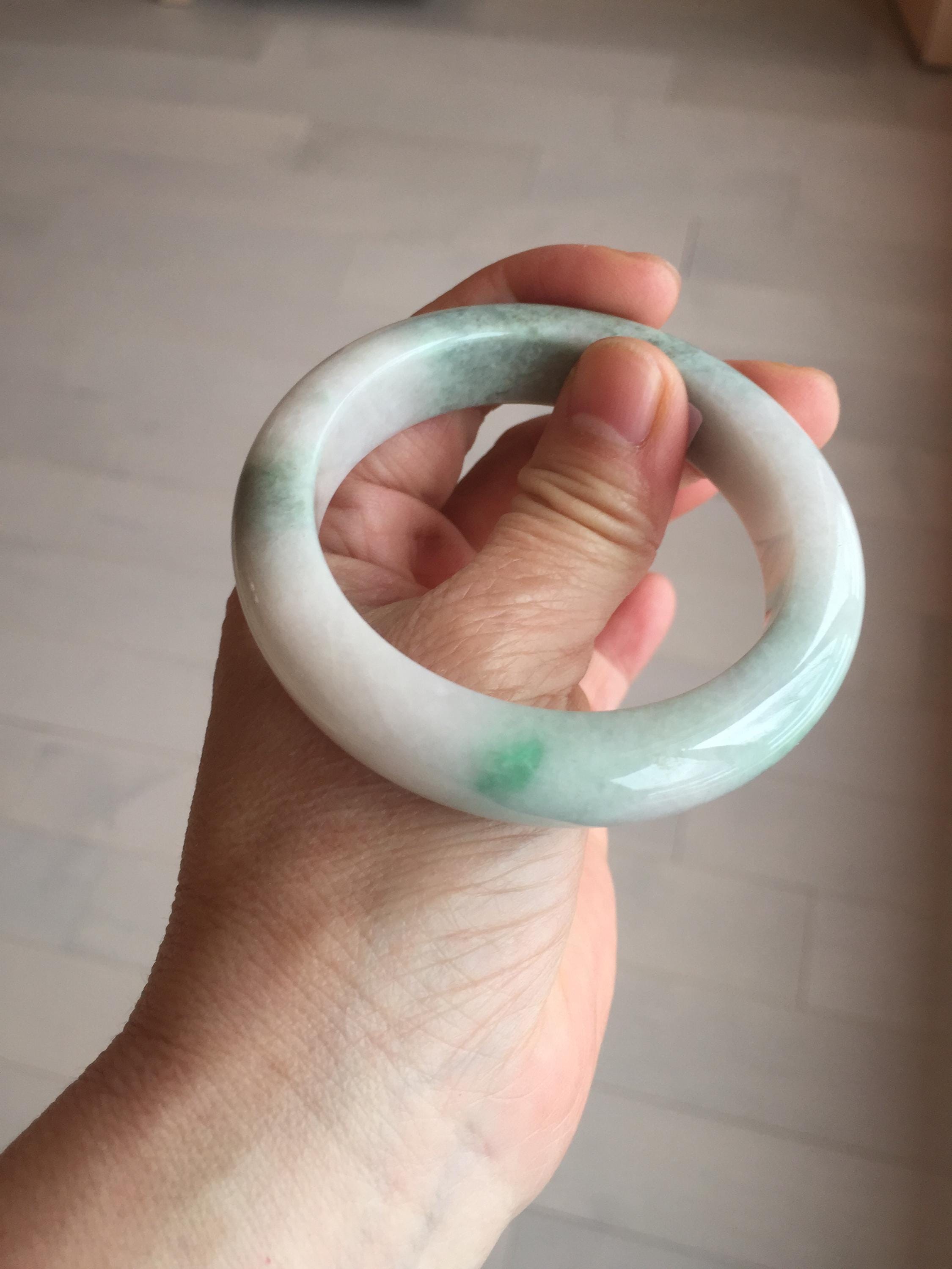 54.5 mm 認定 100% 天然 タイプ A サニーグリーン/ホワイト チャビー