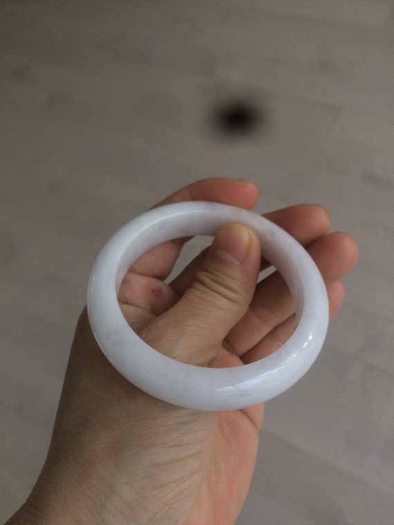 52.9 mm 100%天然タイプA ライトパープル/ホワイトジェダイト翡翠