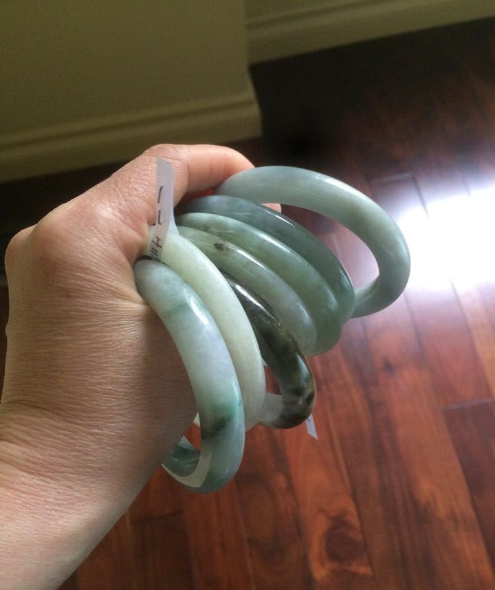 Sale! 49-54mm certified Type A 100% Natural dark green/white/black Jadeite Jade bangle with defects group GC30