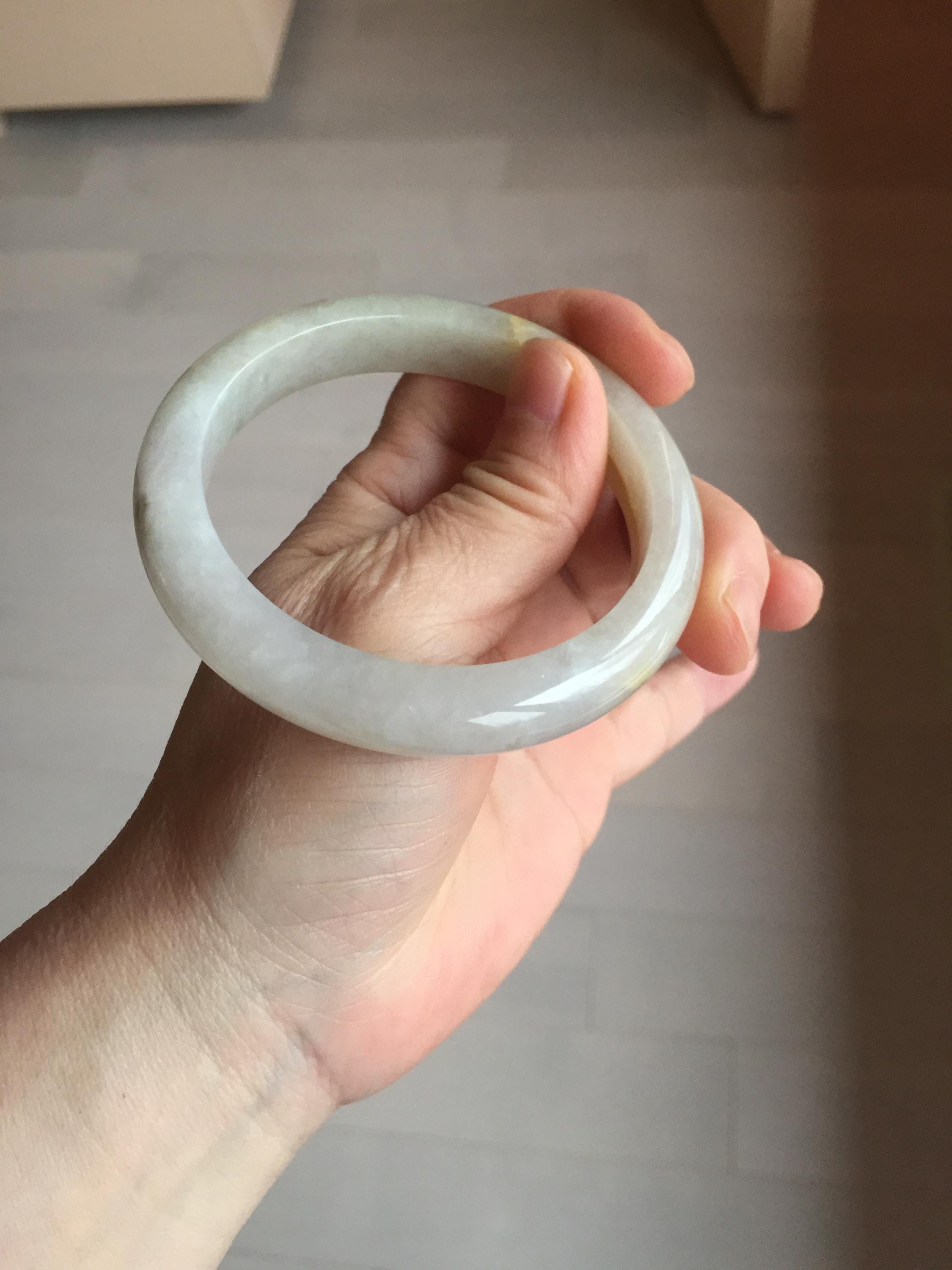 57.5 mm 認定タイプ A 100%天然の氷のような水のような黄色紫色の翡翠