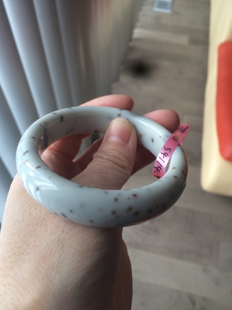 54mm 100/% Natural Beigebrown floating dandelions nephrite Hetian Jade bangle W21