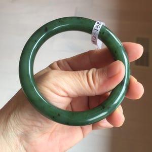 57.5mm certified 100% Natural dark green black (碧玉) nephrite Jade bangle HN12-1581