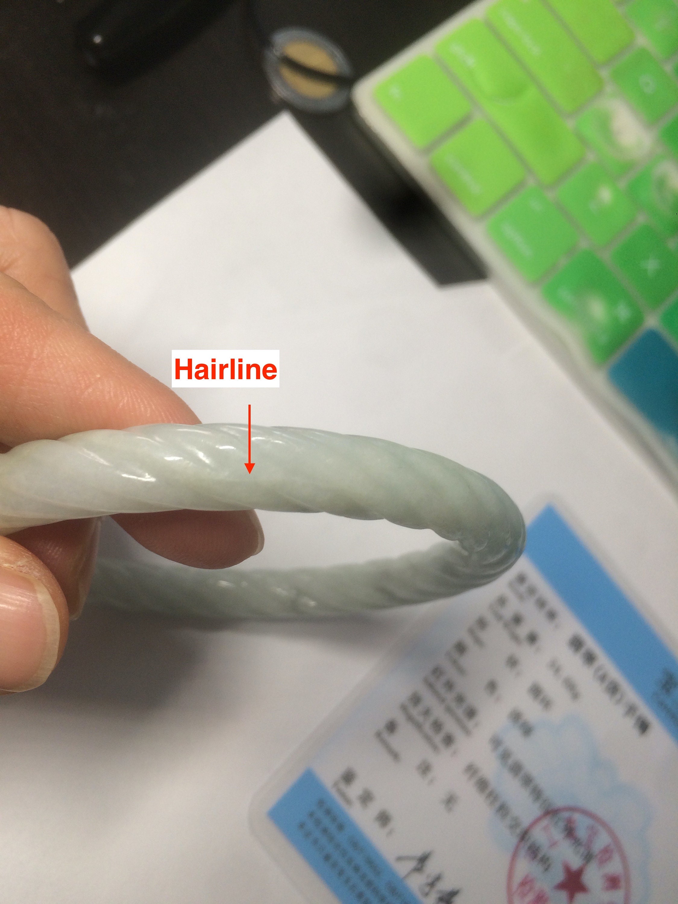 56.4 mm 認定 100% 天然タイプ A ヴィンテージツイストスタイル 翡翠