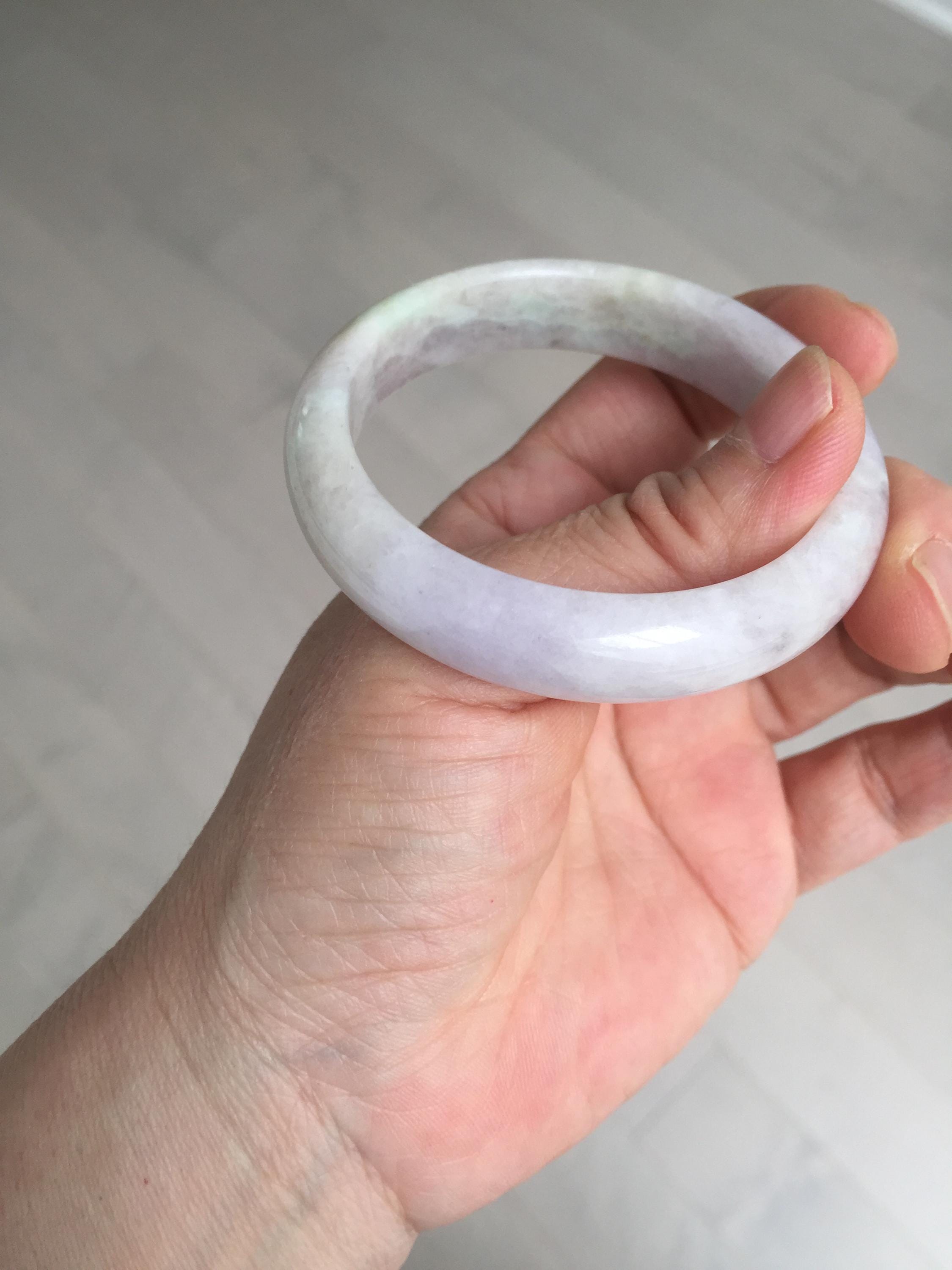 直径51.5mm、認証済み100%天然Aタイプグリーン/ホワイト/パープル翡翠 