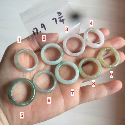 17.9mm/size 7 3/4 100% natural type A icy watery green/white/yellow jadeite jade band ring G105-7 3/4Add on item. 