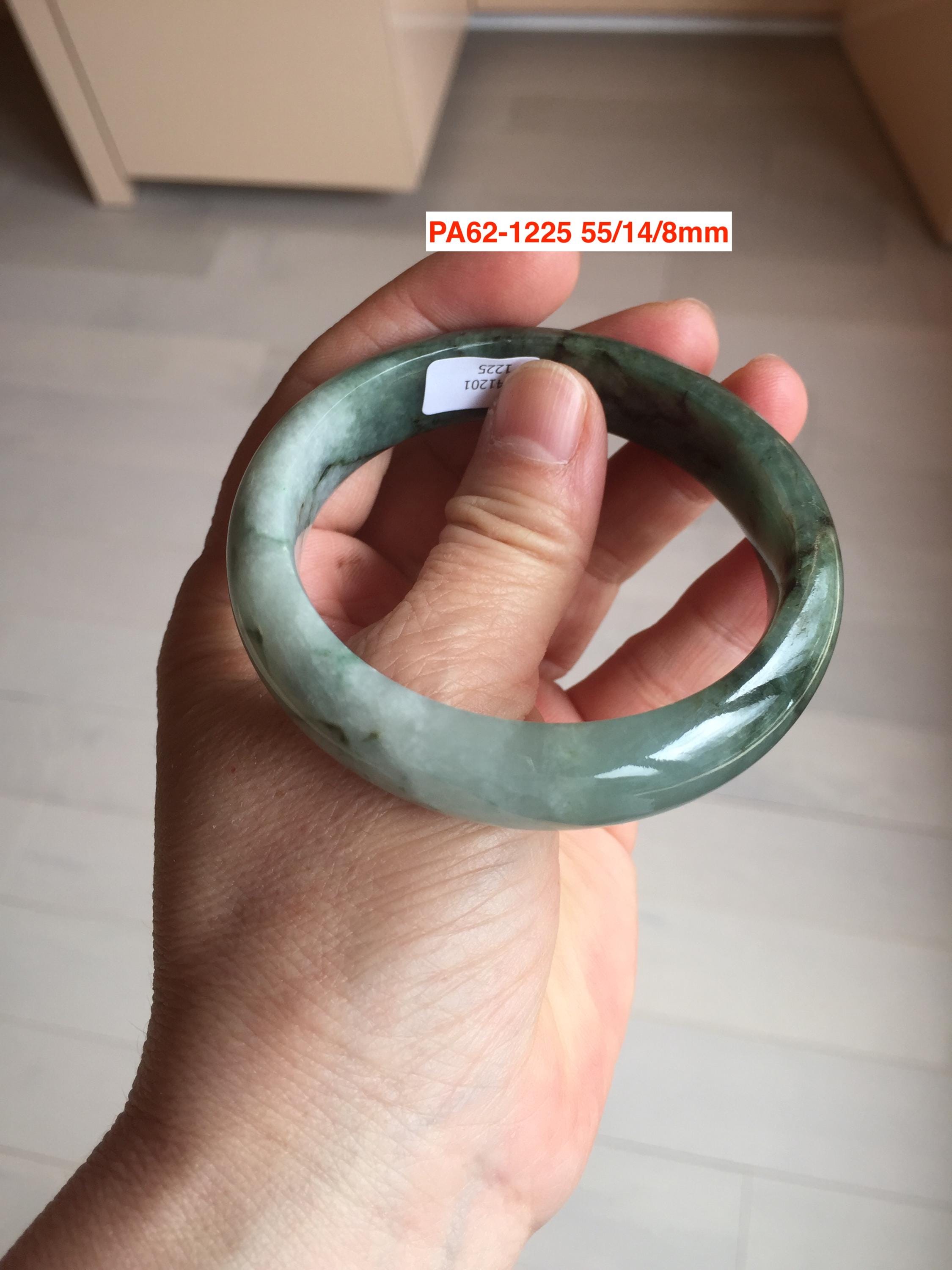 53-57 mm タイプA 100%天然ライトグリーン/ホワイトジェダイト翡翠
