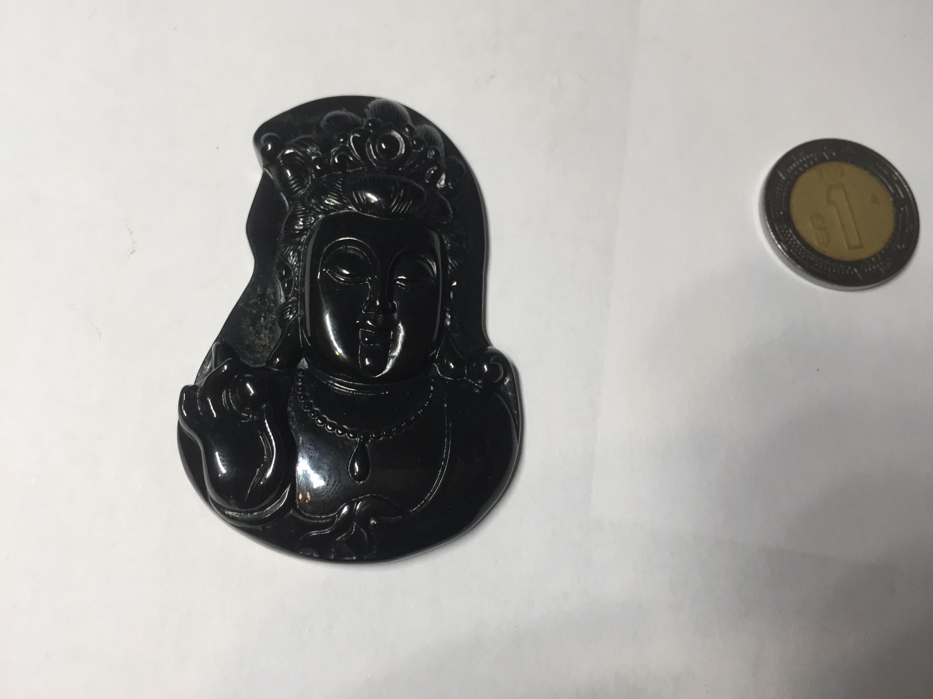 100% Natural Dark Green/ Black Jadeite Jade (mocui, 墨翠) Guanyin